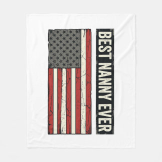 Best Nanny Ever Patriotic Vintage Flag Shirt Desig Fleece Deken