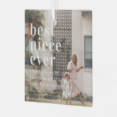 Best Niece Ever | Citaat- en fotocadeau Glas Ornament (Voorkant links)