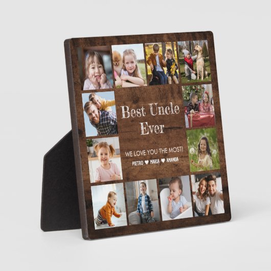 Best oom Ever 12 Photo Collage Plaque Fotoplaat (Voorkant)