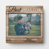 Best oom Ever Custom Photo Rustic Brown Wood Fotoplaat (Voorkant)