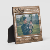 Best oom Ever Custom Photo Rustic Brown Wood Fotoplaat (Voorkant)