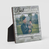 Best oom Ever Custom Photo Rustic Grey Wood Fotoplaat (Voorkant)