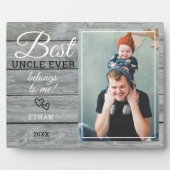 Best oom Ever Gift Photo Rustic Grey Wood Fotoplaat (Voorkant)