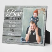 Best oom Ever Gift Photo Rustic Grey Wood Fotoplaat (Zijkant)