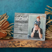 Best oom Ever Gift Photo Rustic Grey Wood Fotoplaat (Zijkant)