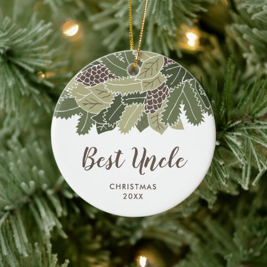 Best oom Ever Persoonlijk Pinecones Greenery Keramisch Ornament (Boom)