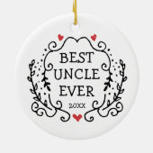 Best oom Ever Persoonlijke Black Line Art Wreate Keramisch Ornament (Achterkant)