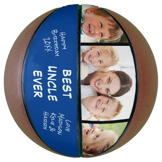 Best oom Ever Photo Persoonlijk Blauw Basketbal (Verticaal)