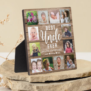 Best oom Ever Rustic Wood 12 Foto Collage Fotoplaat