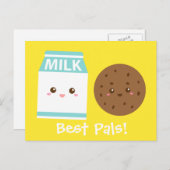 Best Pals, Cute Milk and Cookies Briefkaart (Voorkant / Achterkant)