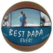 Best Papa Ever Blue 3 Photo Collage Basketbal (Voorkant)