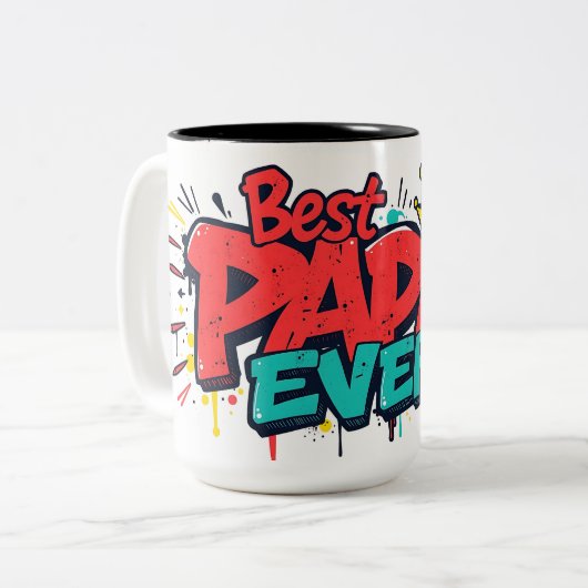 Best Papa Ever – Graffiti Legend Fathers Day Mugs Tweekleurige Koffiemok (Voorkant links)