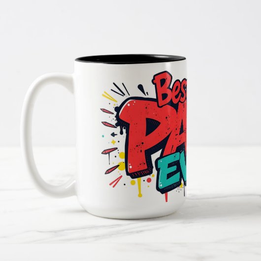 Best Papa Ever – Graffiti Legend Fathers Day Mugs Tweekleurige Koffiemok (Links)