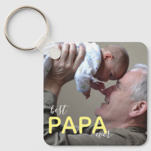 Best Papa Ever Grandpa & Baby Photo Moderne Script Sleutelhanger