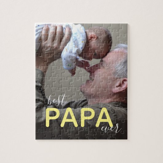 Best Papa Ever Photo Modern Script Grandpa & Baby Legpuzzel (Verticaal)
