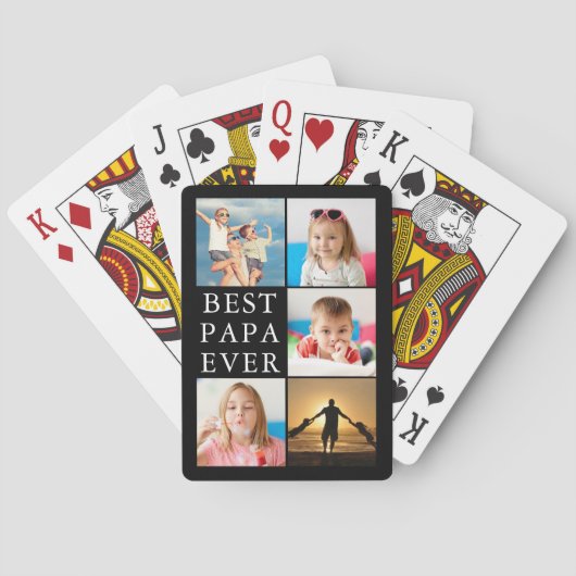 BEST PAPA OOIT 5 Foto Collage Black Pokerkaarten (Achterkant)