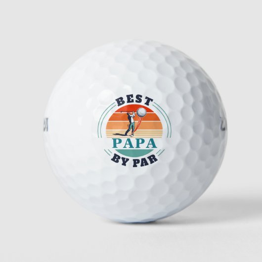 Best Papa van Par Retro Birthday Golfing Dad Golfballen (Voorkant)