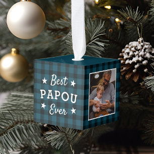 Best Papou Ever Holiday Pset Foto Kubus Ornament