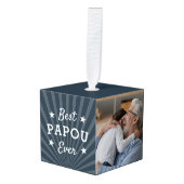 Best Papou Ever Photo Kubus Ornament (Voorkant hoekig)