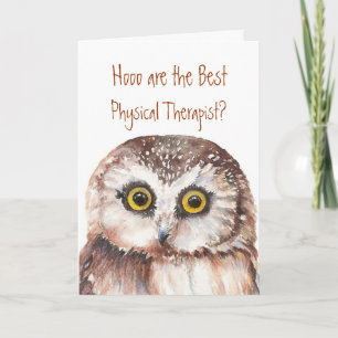 Best Physical Therapist Wise Owl Humor Kaart