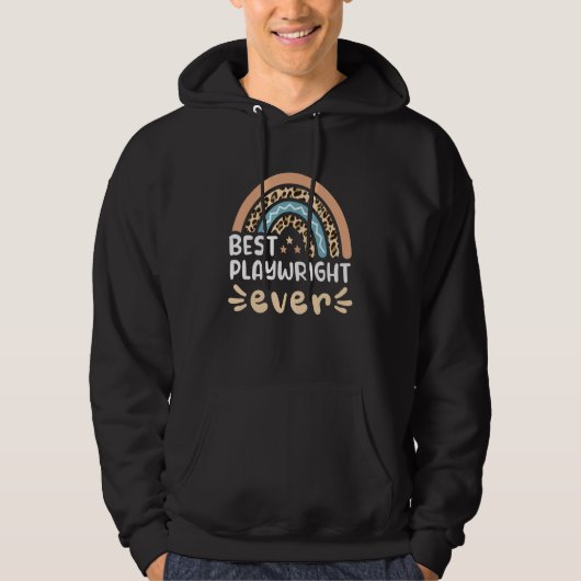 Best Playwright Ever Leopard Rainbow Mom Hoodie (Voorkant)