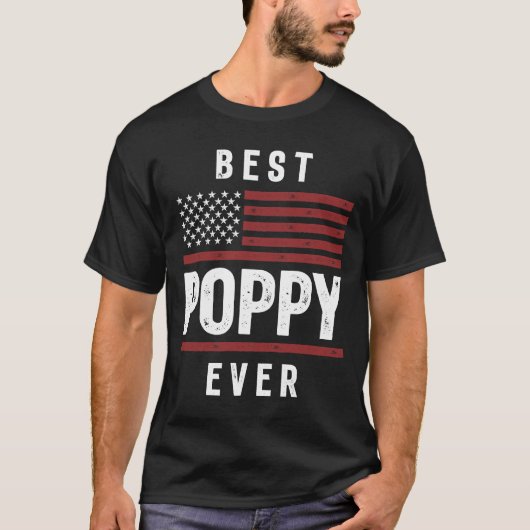 Best Poppy Ever American Flag USA Flag Gift T-shirt (Voorkant)