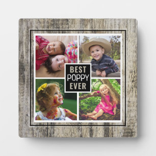 Best Poppy Ever Grandpa 4 Photo Collage Rustic Fotoplaat