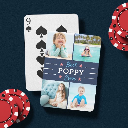 Best Poppy Ever | Grootvader Kinder fotocollage Pokerkaarten