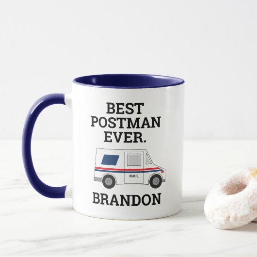 Best Postman Ever Mail Truck Personal Mailman Mok (Met donut)