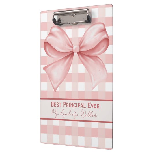 Best Principal Ever Personalized Gingham Bow Klembord (Links)