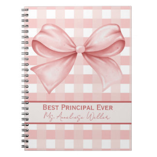 Best Principal Ever Personalized Gingham Bow Notitieboek