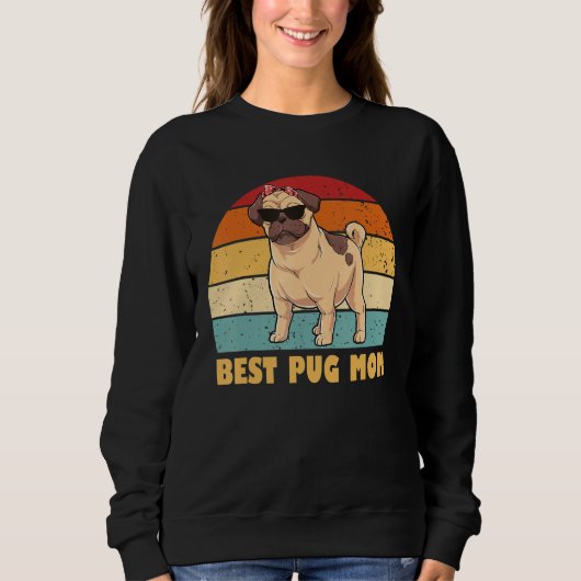 Best Pug Mama Women's Pug  Cool Retro Ma D Trui (Voorkant)