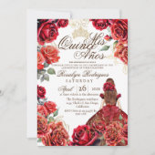 Best Quinceanera - Red Rose Gold Invitation (Devant)