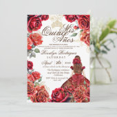 Best Quinceanera - Red Rose Gold Invitation (Debout devant)