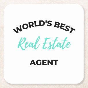 Best Real Estate Agent 2 ter wereld Vierkante Kartonnen Onderzetter