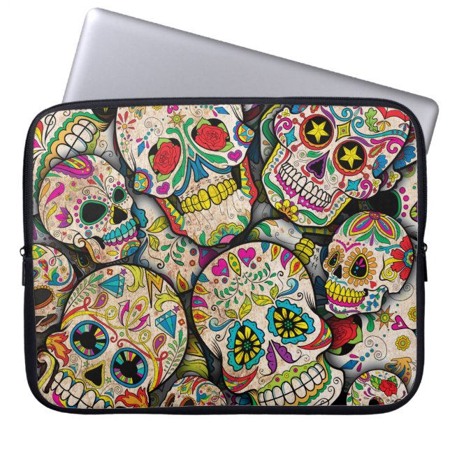 Best Selling Sugar Skull Pattern Laptop Sleeve (Voorkant)