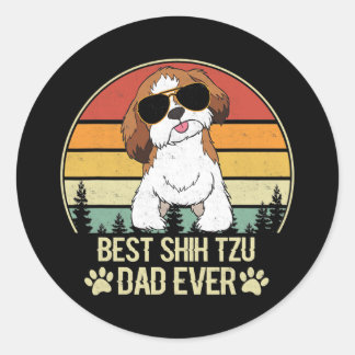Best Shih Tzu Pap Ever Retro Ronde Sticker