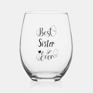 Best Sister Ooit Schattige Modern Typografie Scrip Wijnglas Zonder Voet