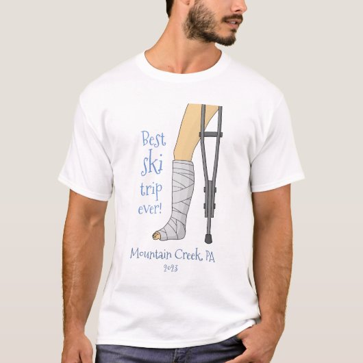 Best Ski Trip Ever Funny Enkel cast T-Shirt (Voorkant)