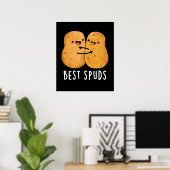 Best Spuds Funny Best Buddies Potato Pun Dark BG Poster (Thuiskantoor)
