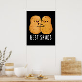 Best Spuds Funny Best Buddies Potato Pun Dark BG Poster (Keuken)