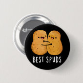 Best Spuds Funny Best Buddies Potato Pun Dark BG Ronde Button 5,7 Cm (Voorkant /achterkant)