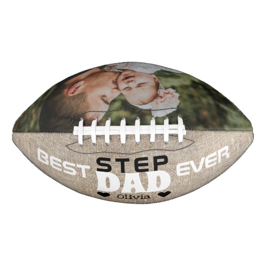 Best Step Pap Ever Aangepast Foto Rustic Burlap American Football (Voorkant)