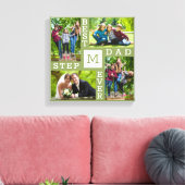 Best Stepdad Ever Moss Green 4 Photo Collage Canvas Afdruk (Insitu (Woonkamer))