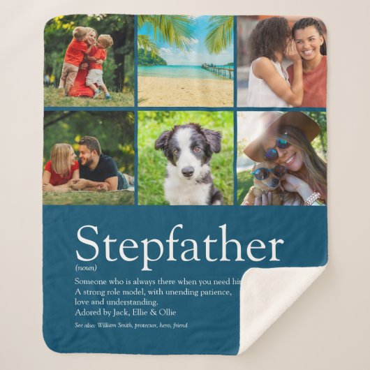 Best Stepfather, Stepdad Definition 6 Foto Blue Sherpa Deken (Voorkant)