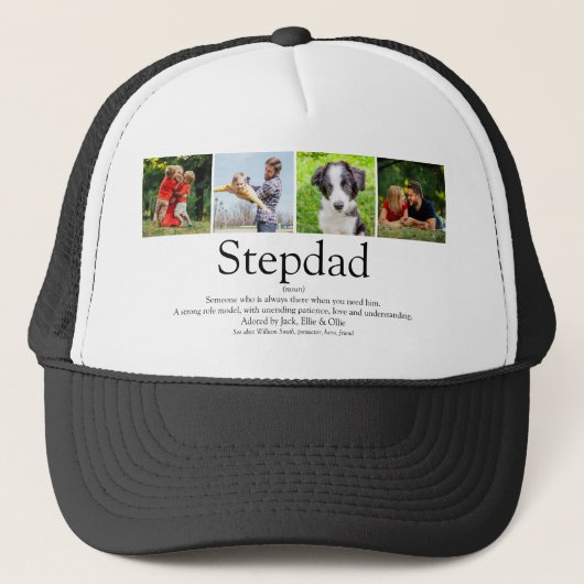 Best Stepfather Stepdad Ever Definition Photo Fun Trucker Pet (Voorkant)