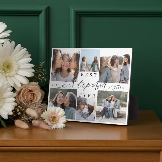 Best Stepmom Ever Script Photo Collage Keepsake Fotoplaat