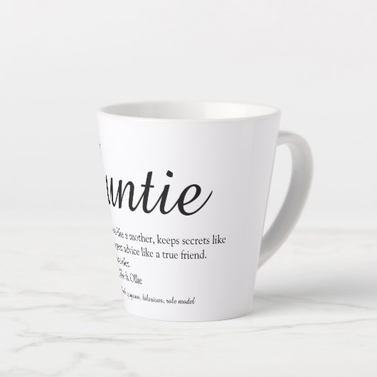 Best tante, Auntie Definition Chic Script ter were Latte Mok (Rechterhoek)