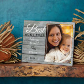 Best tante Ever Gift Photo Rustic Grey Wood Fotoplaat (Zijkant)