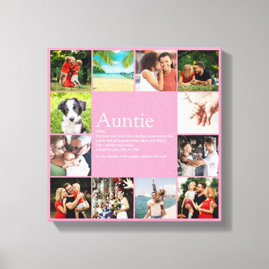 Best tante, tante Definition 12 Photo Collage Pink Canvas Afdruk (Voorkant)